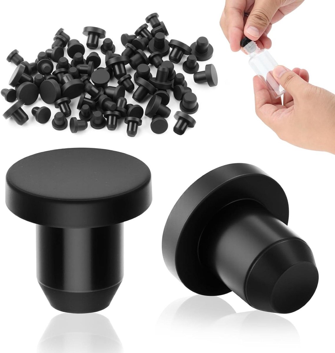 Rubberen Stopper Set - Siliconen Pluggen Gatdichtingen - Afsluiten van Gaten - Hoge Temperatuurbestendigheid - 63 mm - Zwart