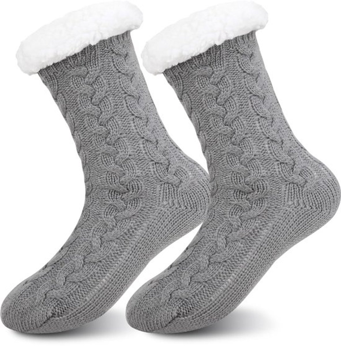 Dailygoody Met Gel Grips Dames Fluffy Thermo Sokken Lichtgrijs