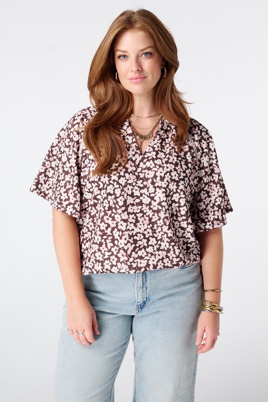 MS Mode Top Top met print en v-hals