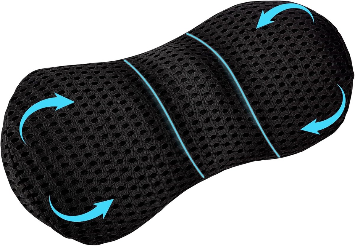 rugkussen met afneembaar elastiek, anti-slip lendensteun, lendenwervelkussen voor bureaustoel, lumbale kussen (zwart)