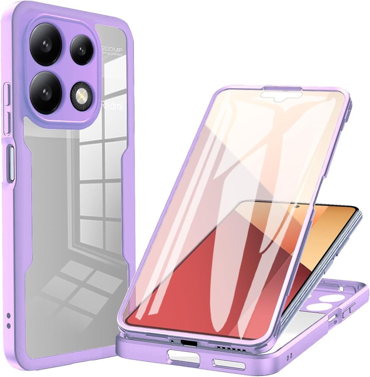 Case voor Xiaomi Redmi Note 13 Pro 4G 6,67 inch met ingebouwde schermbeschermer, 360 graden bescherming, schokbestendige hoes en duurzame bescherming