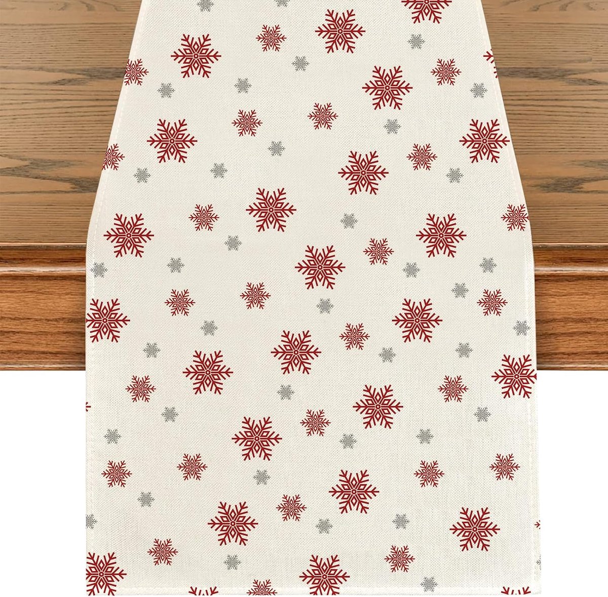 Tafelloper rood sneeuwvlokken kerst tafeldecoratie winter sneeuwvlok keuken tafeldecoratie afwasbaar tafelloper voor kerstfeest binnen buiten vakantie decoratie 40 x 140 cm