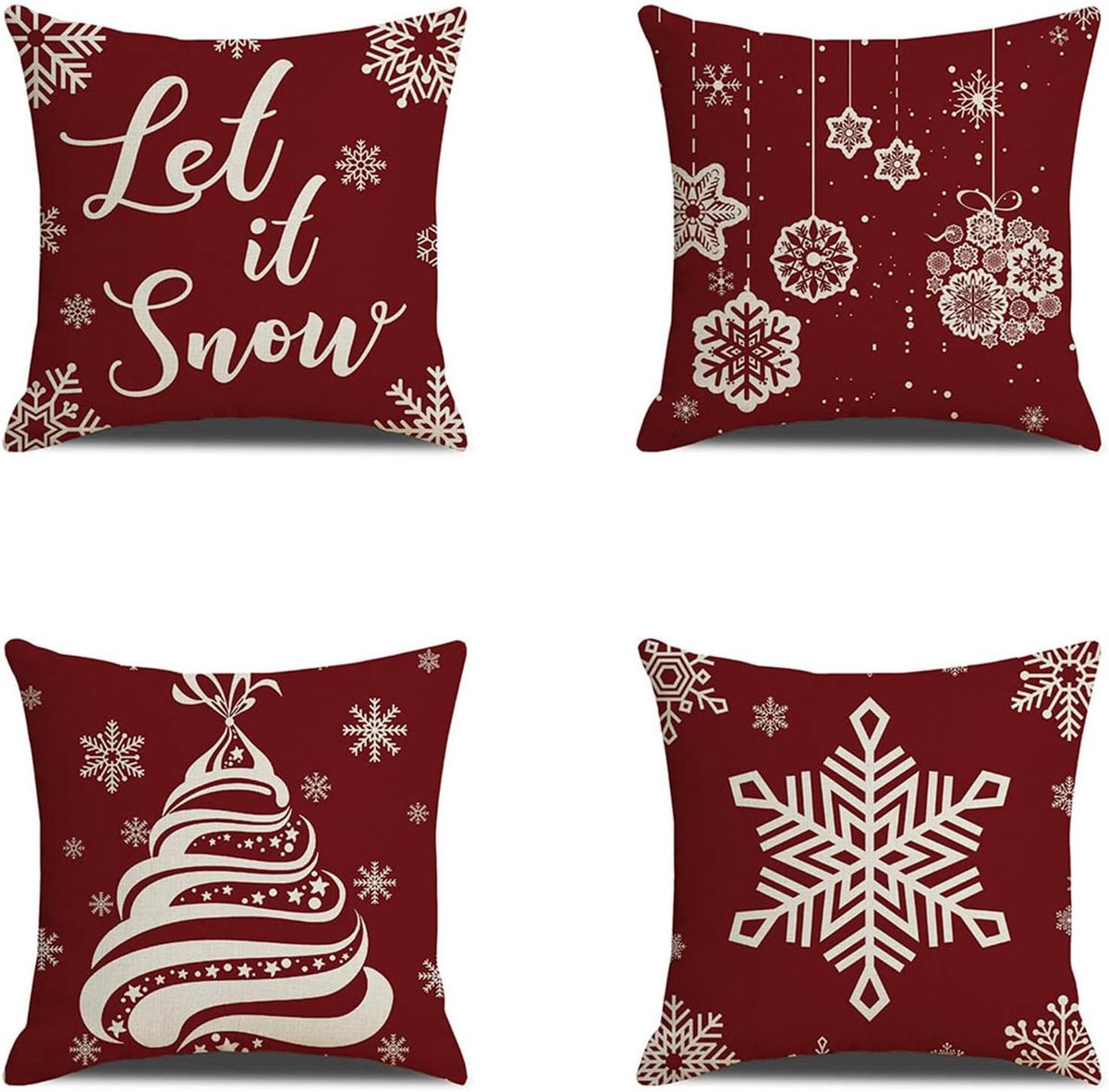 Kussenslopen 65 x 65 cm winter decoratieve kussenslopen linnen vierkante kussenslopen met onzichtbare rits voor bank slaapkamer woonkamer tuin dubbelzijdige kussenslopen
