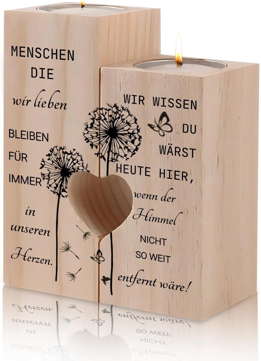 kaarsenhouder - Memorial kandelaar voor rouwkaarsen en grafkaarsen. Populair en onvergetelijk, voor altijd in onze harten - rouwcadeau voor begrafenis en rouwende momenten