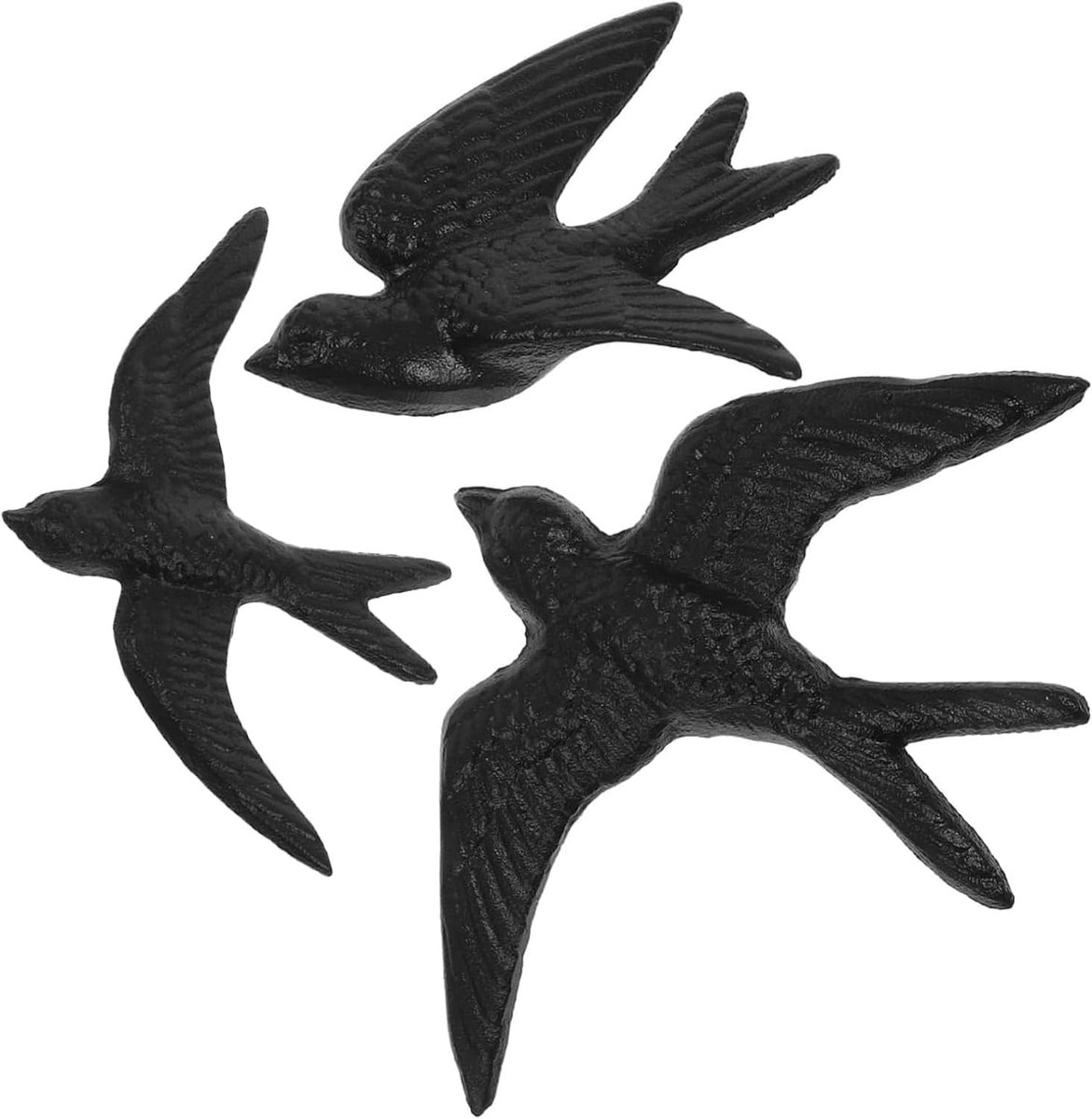 3 stuks hangende metalen zwaluwen, zwaluw voor buiten, wandzwaluw, Blackbird metalen muurdecoratie, gebruikt voor wanddecoratie, roestbescherming, zwart