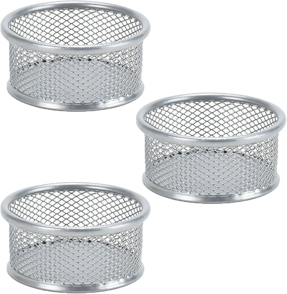 Papierclip houders set van 3, metalen desktop organizer voor kantoor, thuis en school met mesh ontwerp
