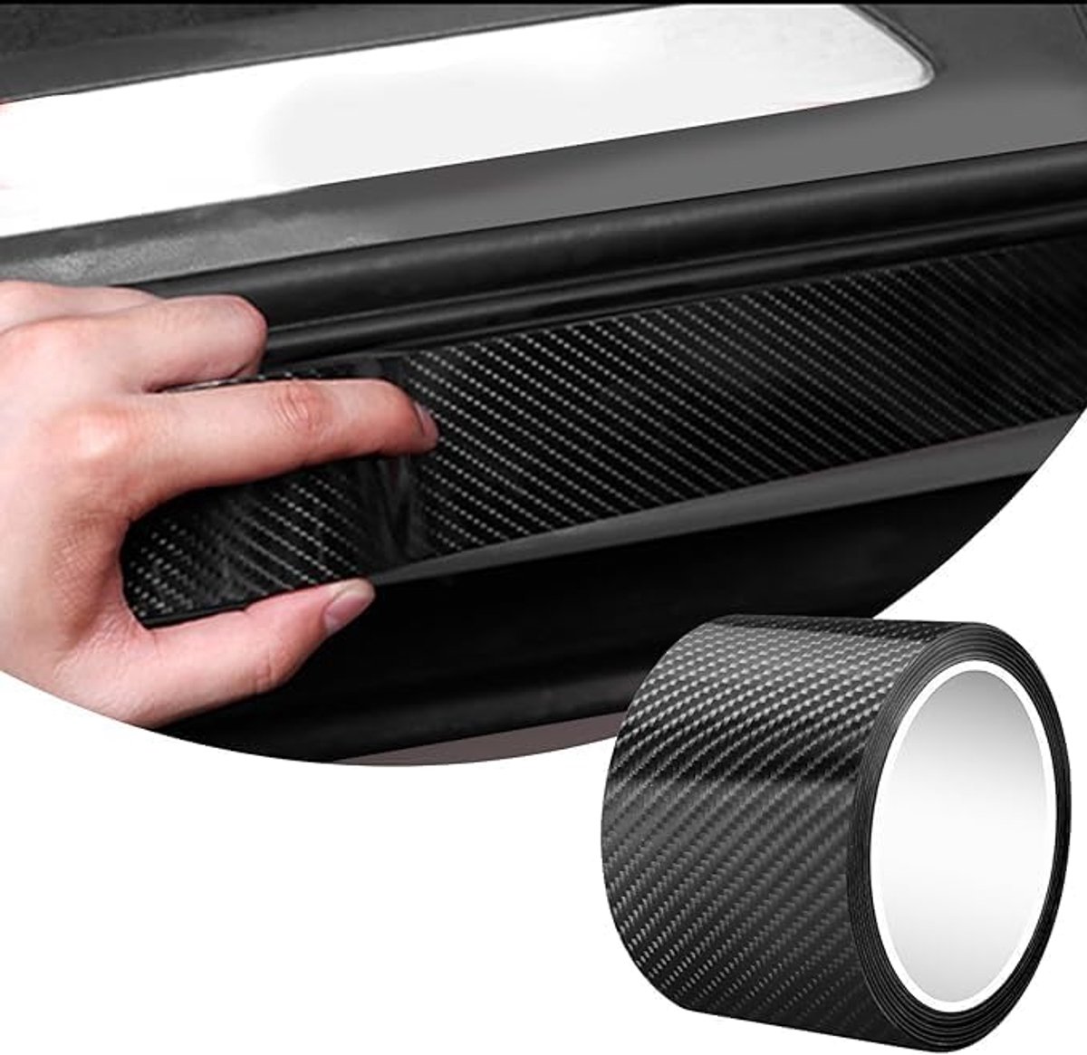 Koolstoffolie voor auto, lakbeschermingsfolie, transparant, instaplijsten, bescherming, autofolie, autobeschermfolie, zelfklevend, universeel, koolstofvezelsticker voor deurgreep, bescherming, 10 cm x