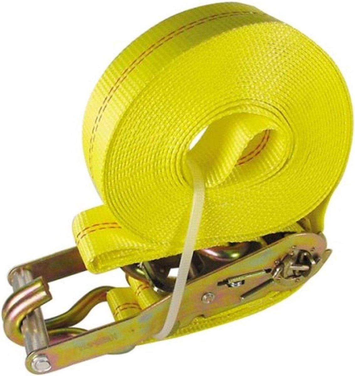 Ratel Spanband - Spanbanden met ratel - Vastzetten van lading - Versterkte J-haken - 6 cm x 9 m - Geel