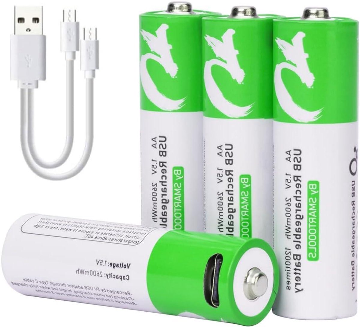 Oplaadbare AA Batterijen - Lithium Ion Batterijen - Apparaten Voeden - USB C Oplaadbaar - 4 Stuks - Zwart