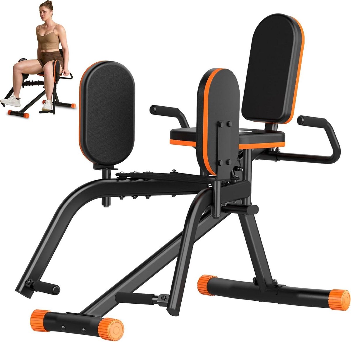 Heupstrekmachine - Bilspier trainer - Beenspieren trainen - Compact en opbergbaar - 79x27x27cm - Zwart oranje