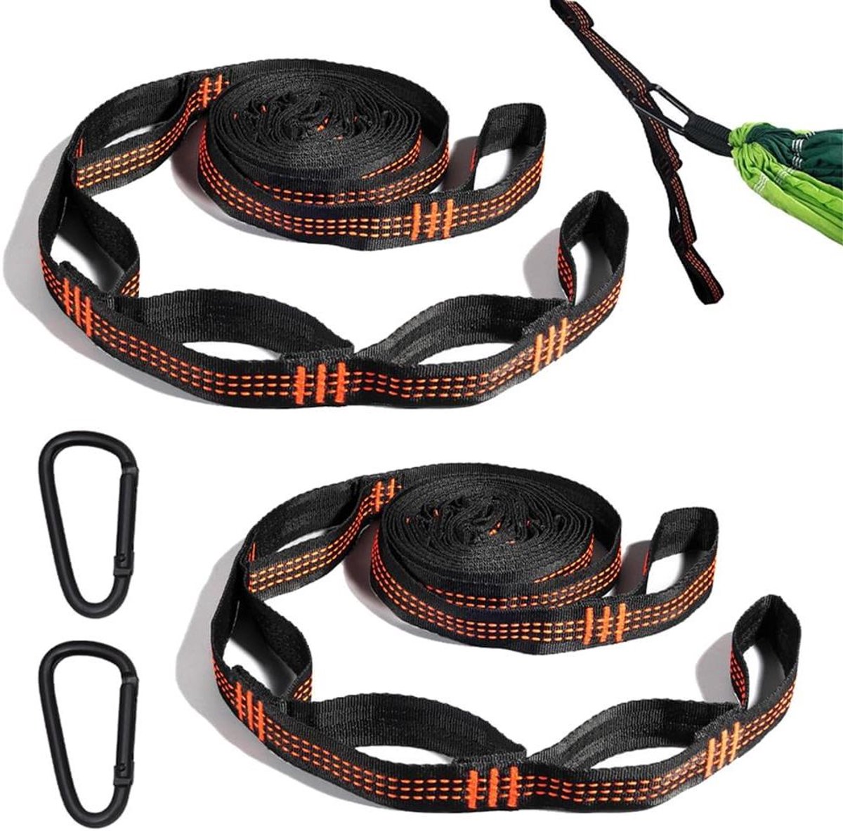 Hangmat Bevestiging - Ophangset Hangmat - Tuin Ontspanning - Zware Belasting - 1.5m x 2.5cm - Zwart