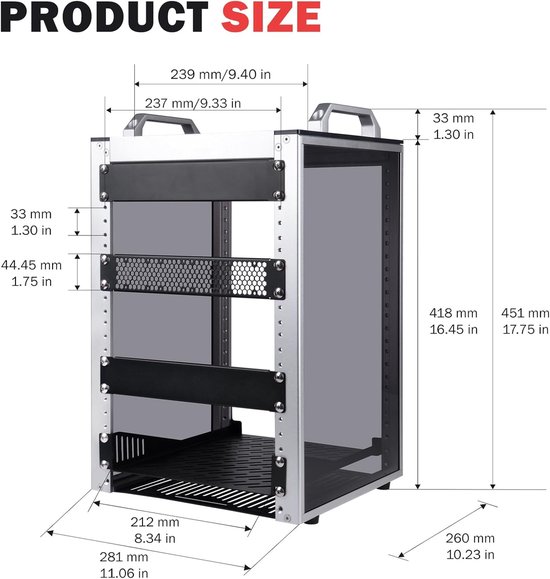 Mini Serverkast 8U 10 Inch Rack met Plank voor NAS en Netwerkapparatuur van Merkloos — afbeelding 4