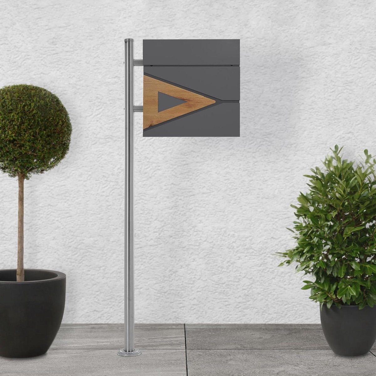 Staande brievenbus met krantenvak - Brievenbussysteem brievenbusstandaard - Post ontvangen - Gepoedercoat roestvrij staal - 120 cm hoog