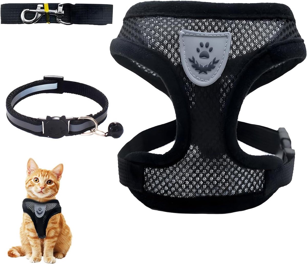 Kattenharnas met Rolriem - Huisdier Harnas - Veilige Wandelingen - Anti-Ontsnappingsontwerp - Maat S - Blauw