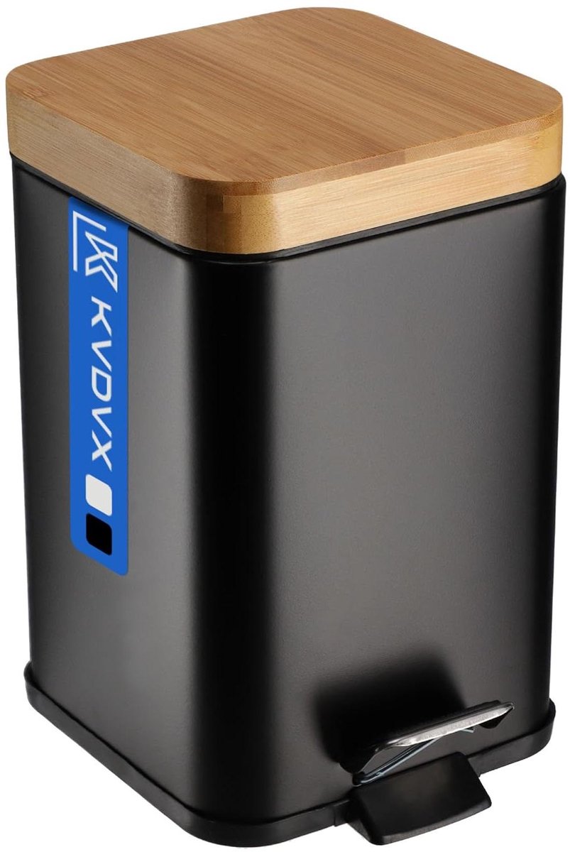 Afvalemmer met voetpedaal - Prullenbak Keuken - Afval Scheiden - Zwart Gepoedercoat Staal - 3 liter - Zwart