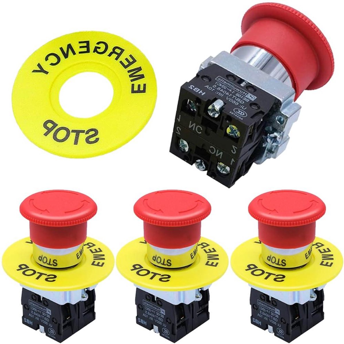 Noodstop Drukknop - Schakelaar Drukknop - Machine Bediening - Met Draai Ontgrendeling - 22mm Diameter - Rood