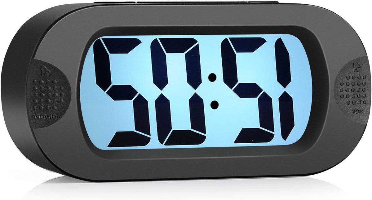 Digitale Wekker - Reiswekker Klok - Wakker Worden - Oplopende Alarmtoon - Compact Formaat - Zwart