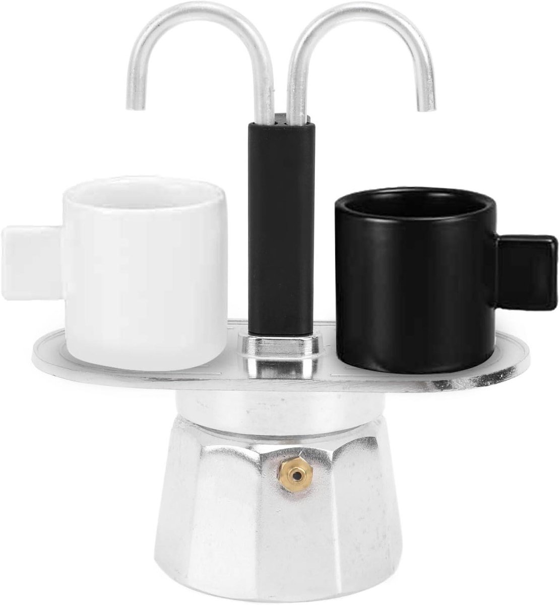 Koffiezetapparaat Dubbele Uitloop - Espresso Maker - Koffie Zetten - Dubbele Beker Ontwerp - 100ml - Zilver