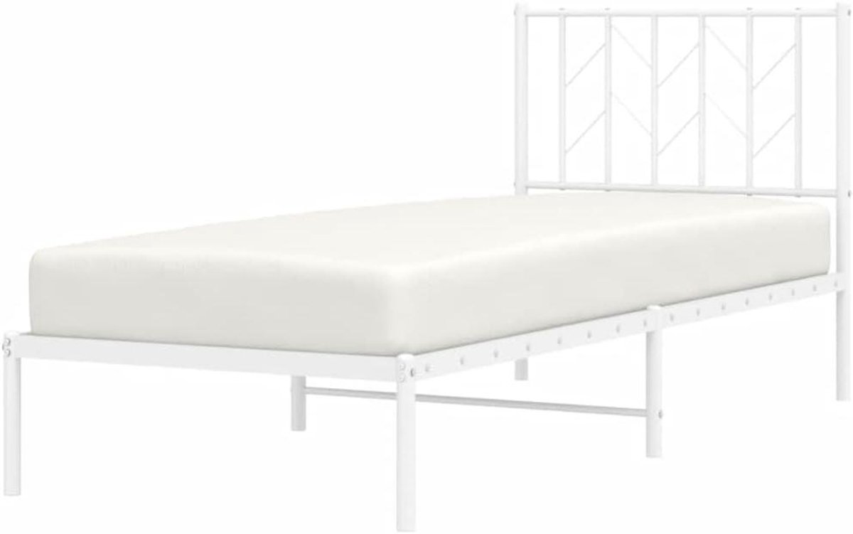 Metalen Bedframe - Ledikant Hoofdbord - Slaapkamer Inrichten - Robuuste Staalconstructie - 80x200 cm - Wit