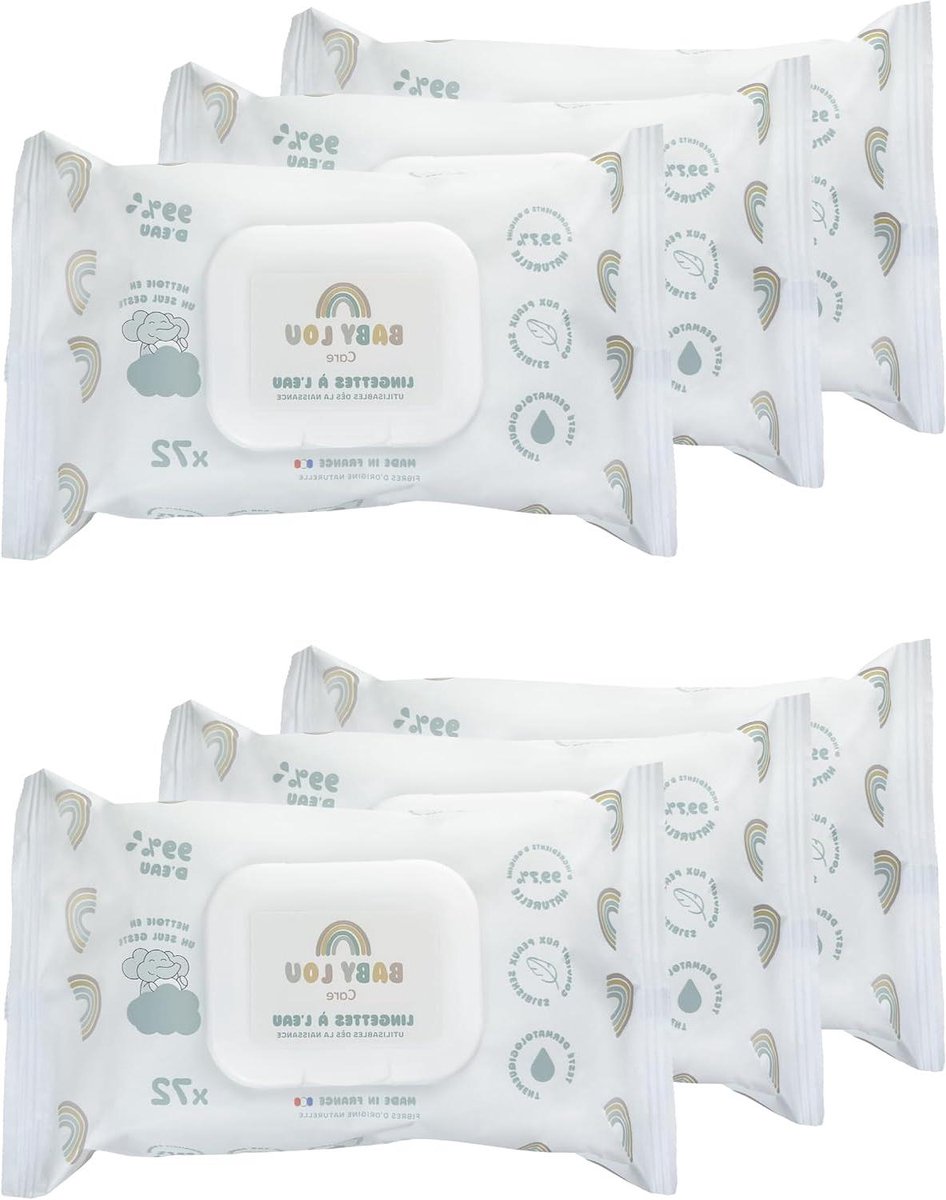 Babylou Care Wipes - Baby Wipes - Baby Toilet - 99.7% Natural Origin - 6 x 72 stuks - null