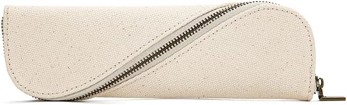 Etui Katoen Canvas - Pennenetui Dun - Briefpapier Organiseren - Grote Capaciteit - 20 cm - Blauw