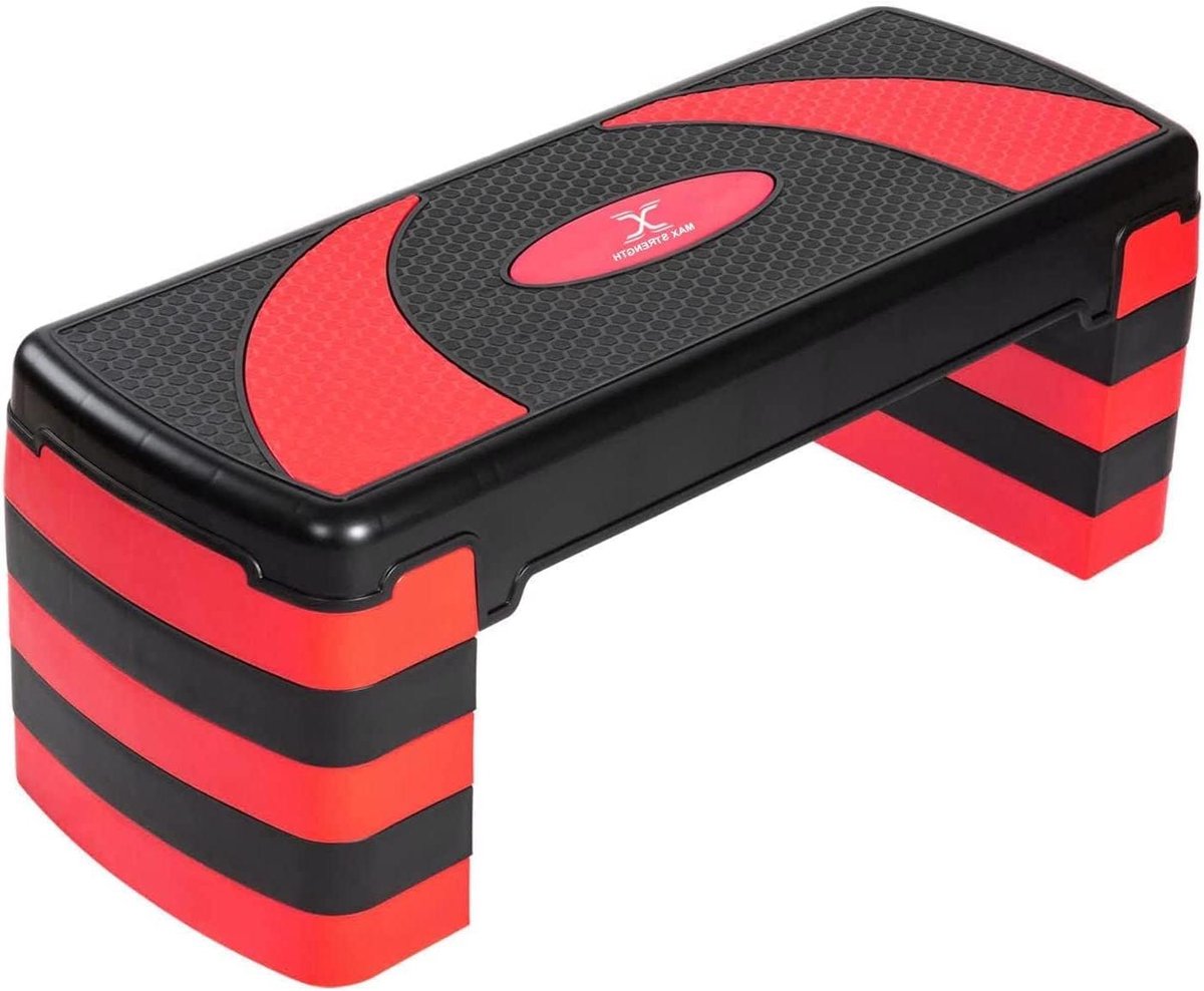Aerobic Stepper - Trainingsstepper - Thuis Fitness - In hoogte verstelbaar - 78 x 28 cm - Rood Geel Roze