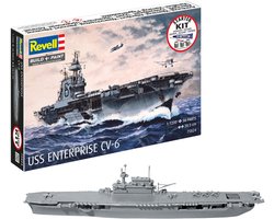 Revell Modelbouwpakket Schepen - 75824 USS Enterprise CV-6 - Yorktown-klasse - Vliegdekschip - Starter Kit Plastic - 1:1200 - Modelbouw
