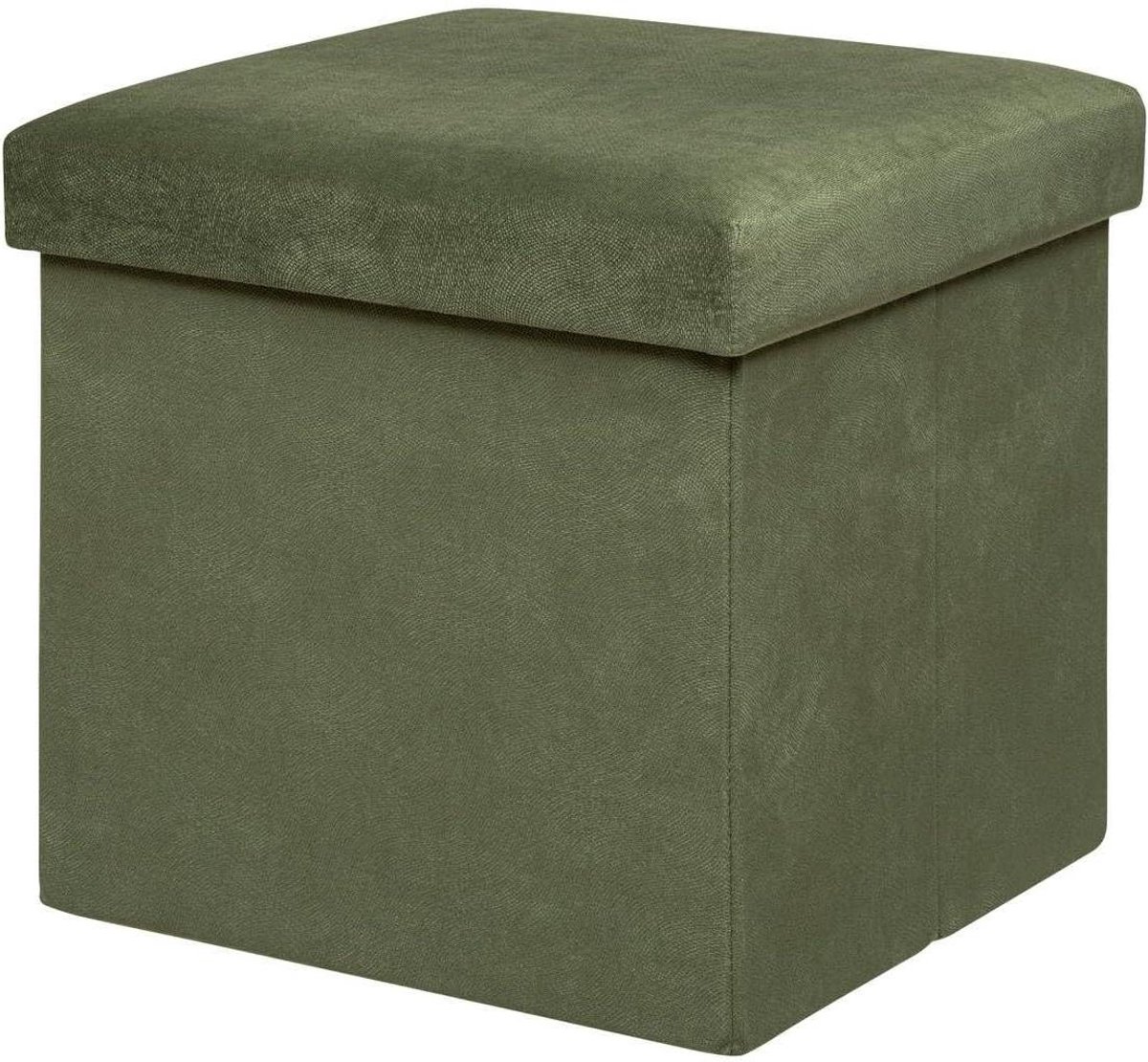 Opvouwbare Poef - Ottomaan Zetel - Extra Zitplaats - Zachte Fluweel - 38x38 cm - Khaki Groen