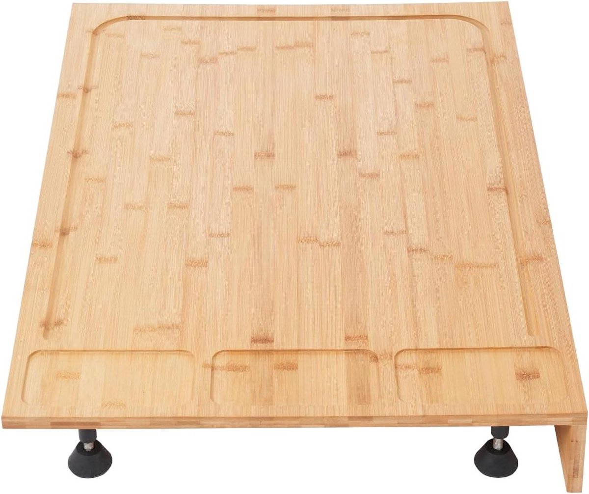 Fornuis Afdekplaat - Snijplank Keuken - Werkblad Beschermen - Verstelbare Poten - 75 x 54 cm - Houtkleur