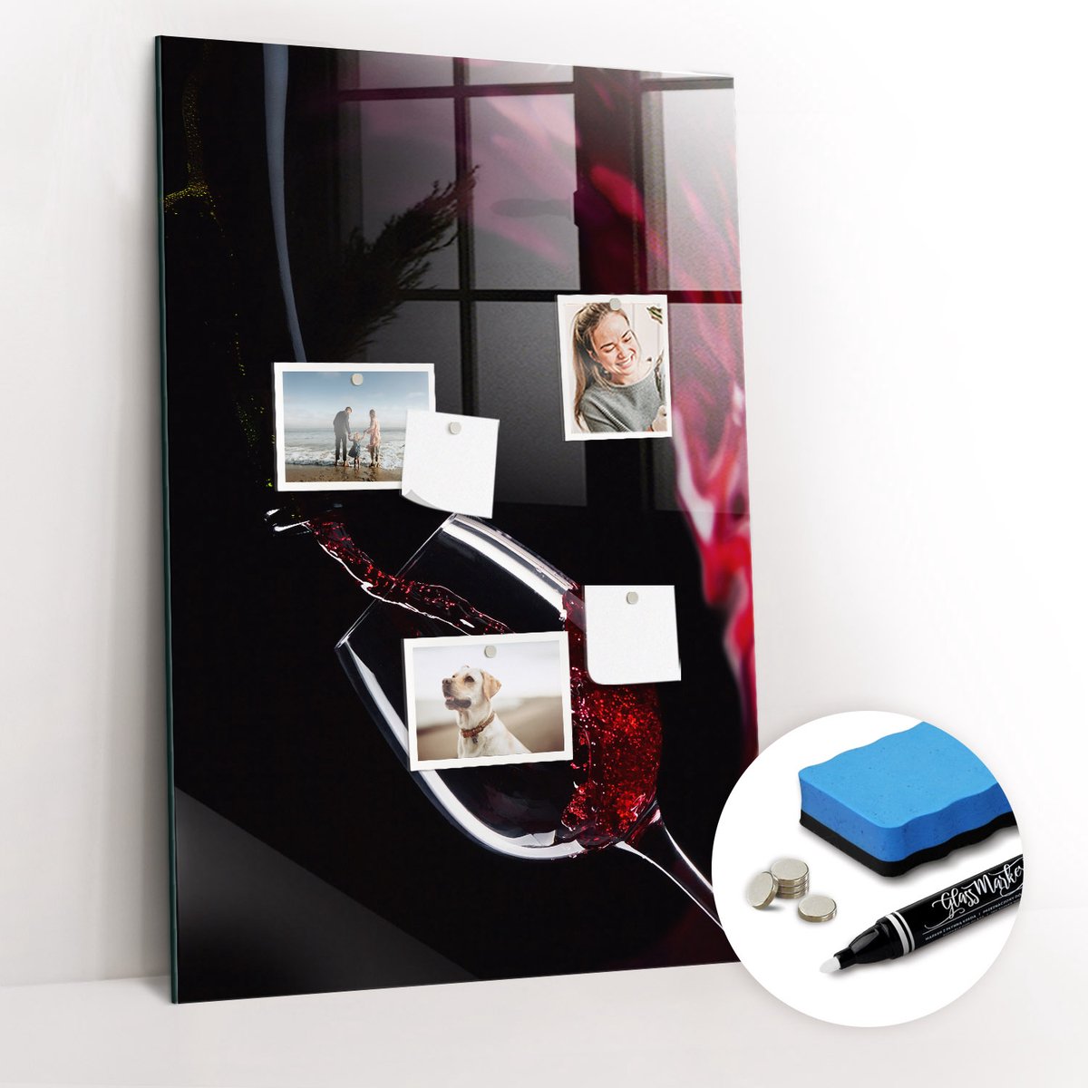 Tulup Whitebord - Gemorste wijn - 60 x 90 cm - Rood Memo Magneetbord - Gratis 5 Sterke Magneten + Whiteboard Marker & Wisser - Wanddecoratie Kantoor - Magneetbord Rechthoekig - Inspiratiebord Kantoor