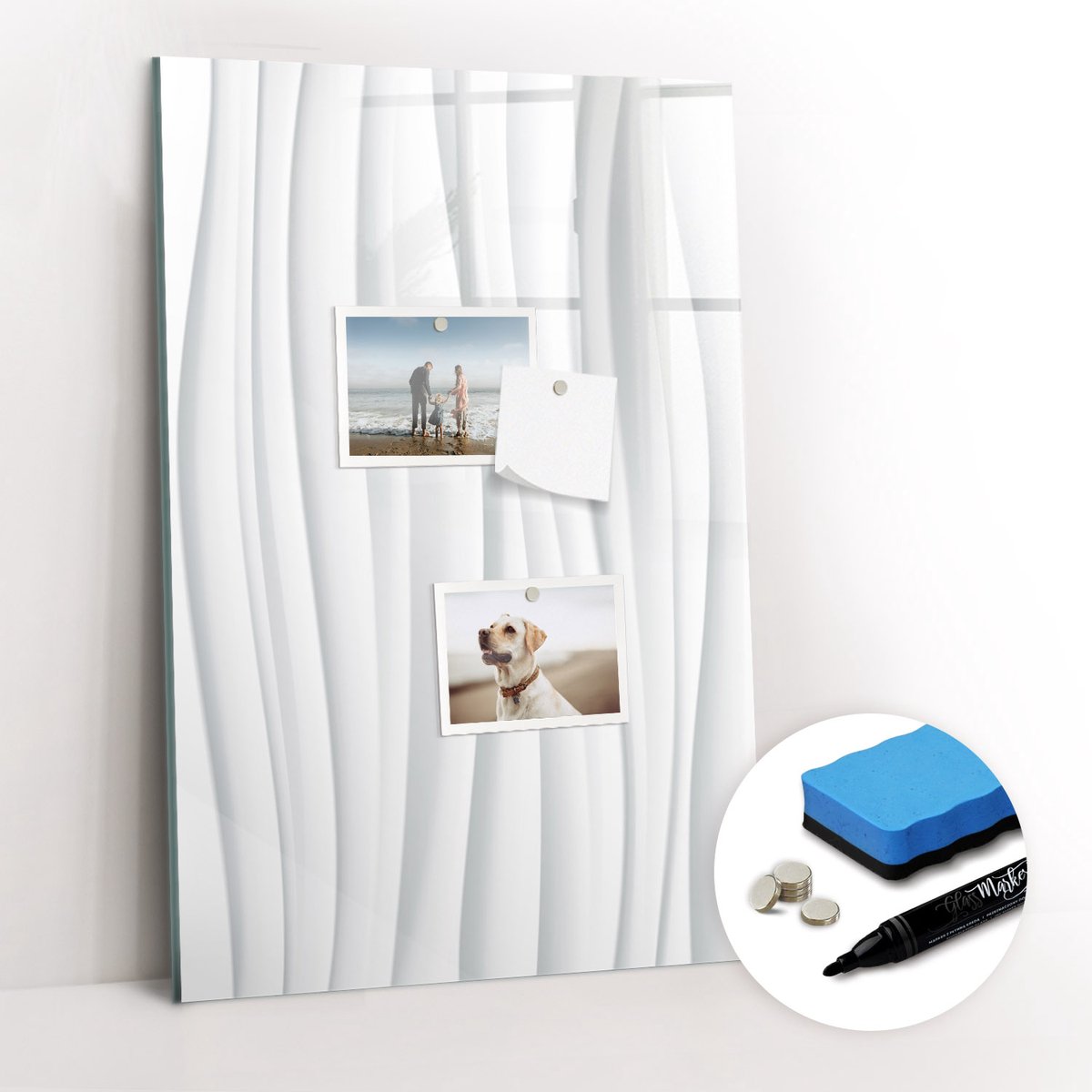 Tulup Whitebord - Lineaire abstracte lijnen - 40 x 60 cm - Wit Magneetbord Rechthoekig - Gratis 5 Sterke Magneten + Whiteboard Marker & Wisser - Wanddecoratie Kantoor - Magneetbord Rechthoekig - Inspiratiebord Kantoor
