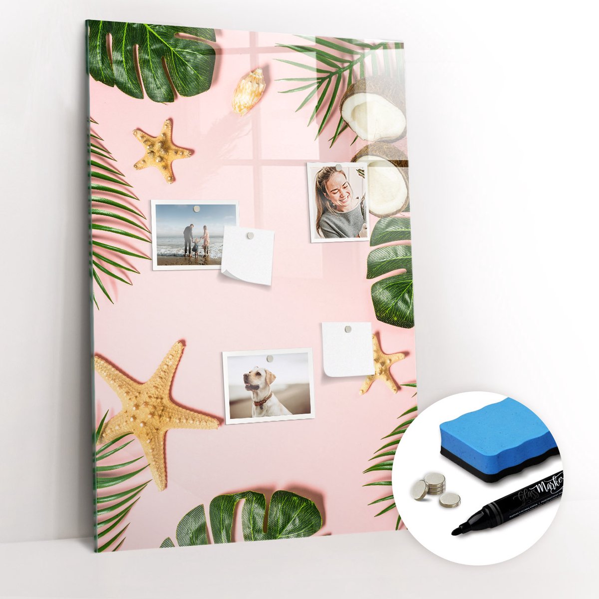 Tulup Whitebord - Zomerframe - 60 x 90 cm - Roze Magnetisch Wandbord - Gratis 5 Sterke Magneten + Whiteboard Marker & Wisser - Minimalistisch Prikbord - Memobord Magnetisch - Planning Muur