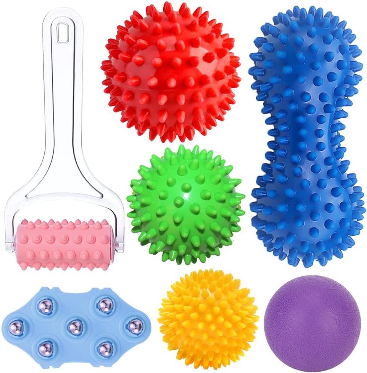 Massageballen set - Spierroller - Spierontspanning - Verschillende hardheden - 7-delig - Multicolor