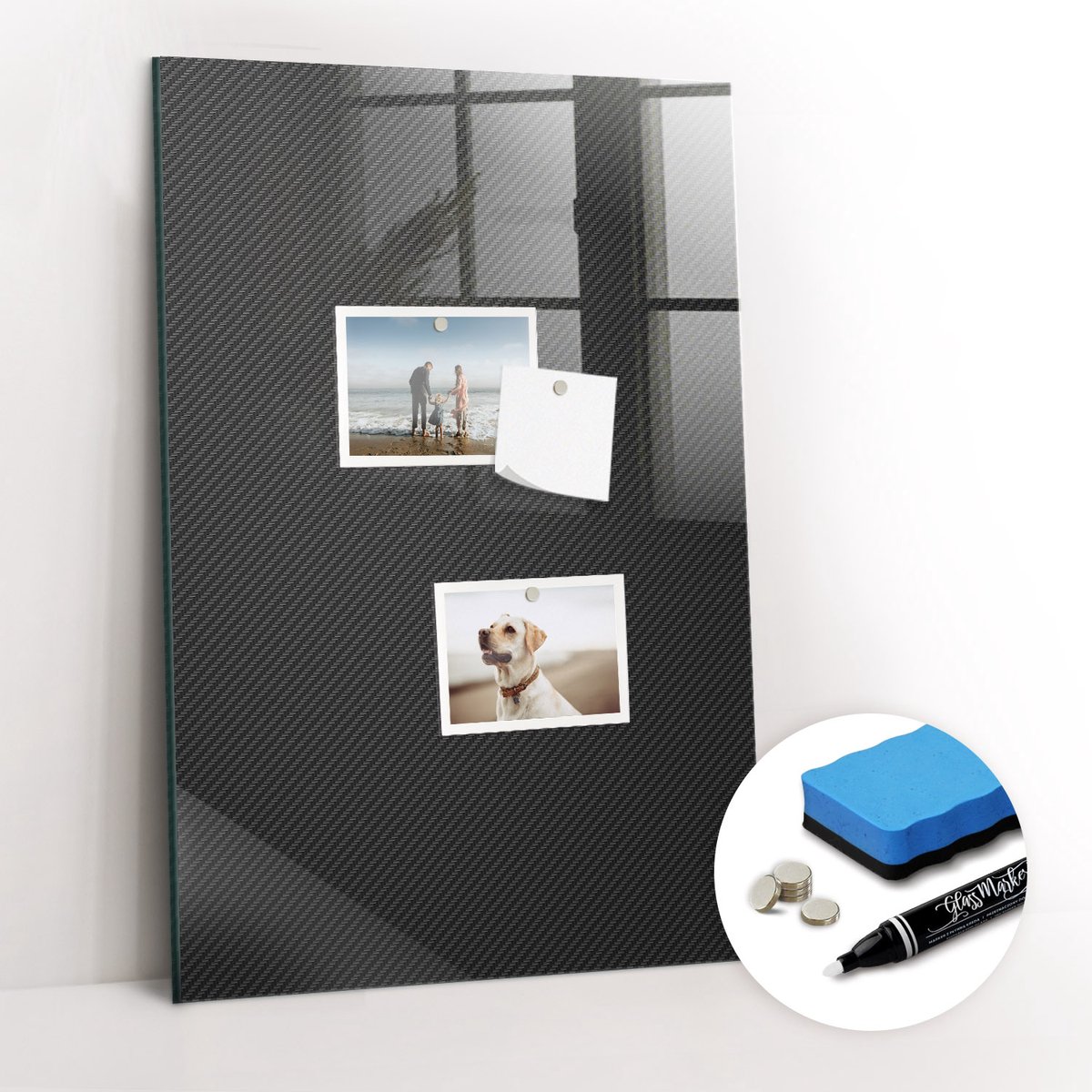 Tulup Whitebord - Donker patroon - 40 x 60 cm - Zwart Memo Bord - Gratis 5 Sterke Magneten + Whiteboard Marker & Wisser - Wanddecoratie Kantoor - Memobord Keuken - Ideeënbord Thuiswerkplek