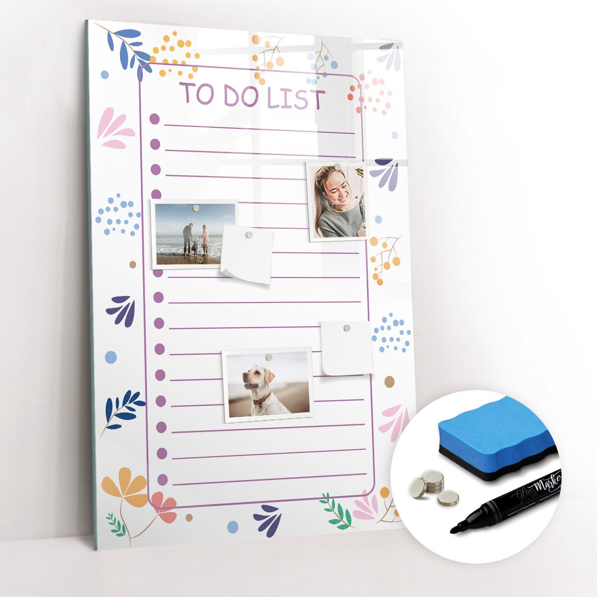 Tulup Whitebord - Boodschappenplanner - 60 x 90 cm - Wit Memo Bord - Gratis 5 Sterke Magneten + Whiteboard Marker & Wisser - Minimalistisch Prikbord - Magnetisch Bord Kind - Planning Muur