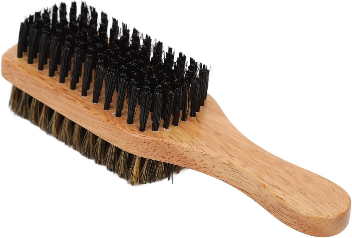 Dubbelzijdige Baardborstel, Snor Borstel met Rubberen Houten Handgreep voor Mannen