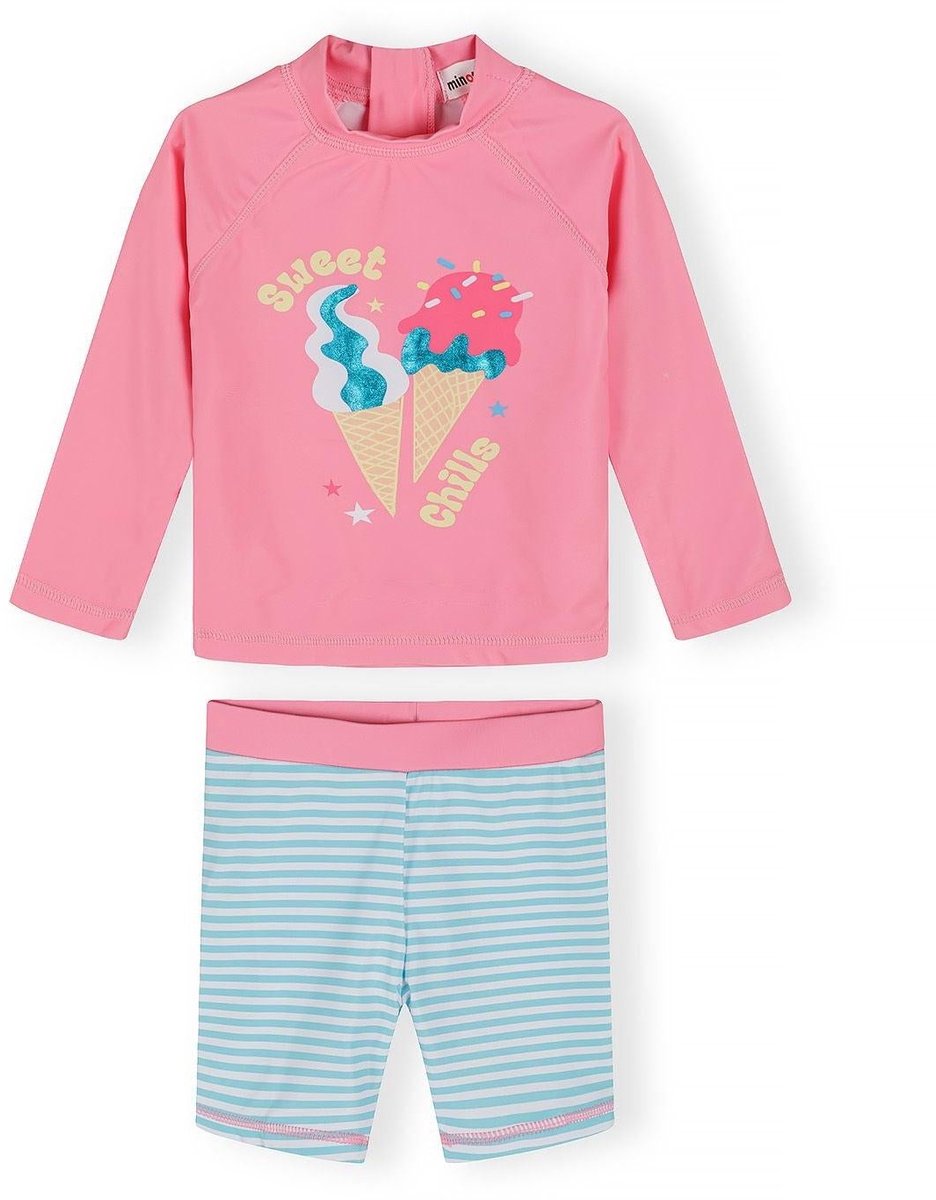 Minoti UV-shirt meisjes lange mouw met zwemshort - UV-werend