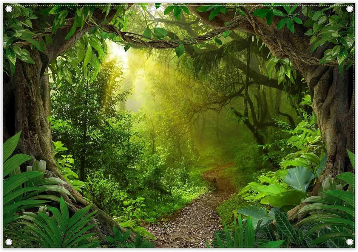 2,1 x 1,5 m Stoffen Regenwoud Fotografie Achtergrond Jungle Bos Tropische Natuur Landschap Achtergrond Camping Feestdecoraties Foto Banner Rekwisieten