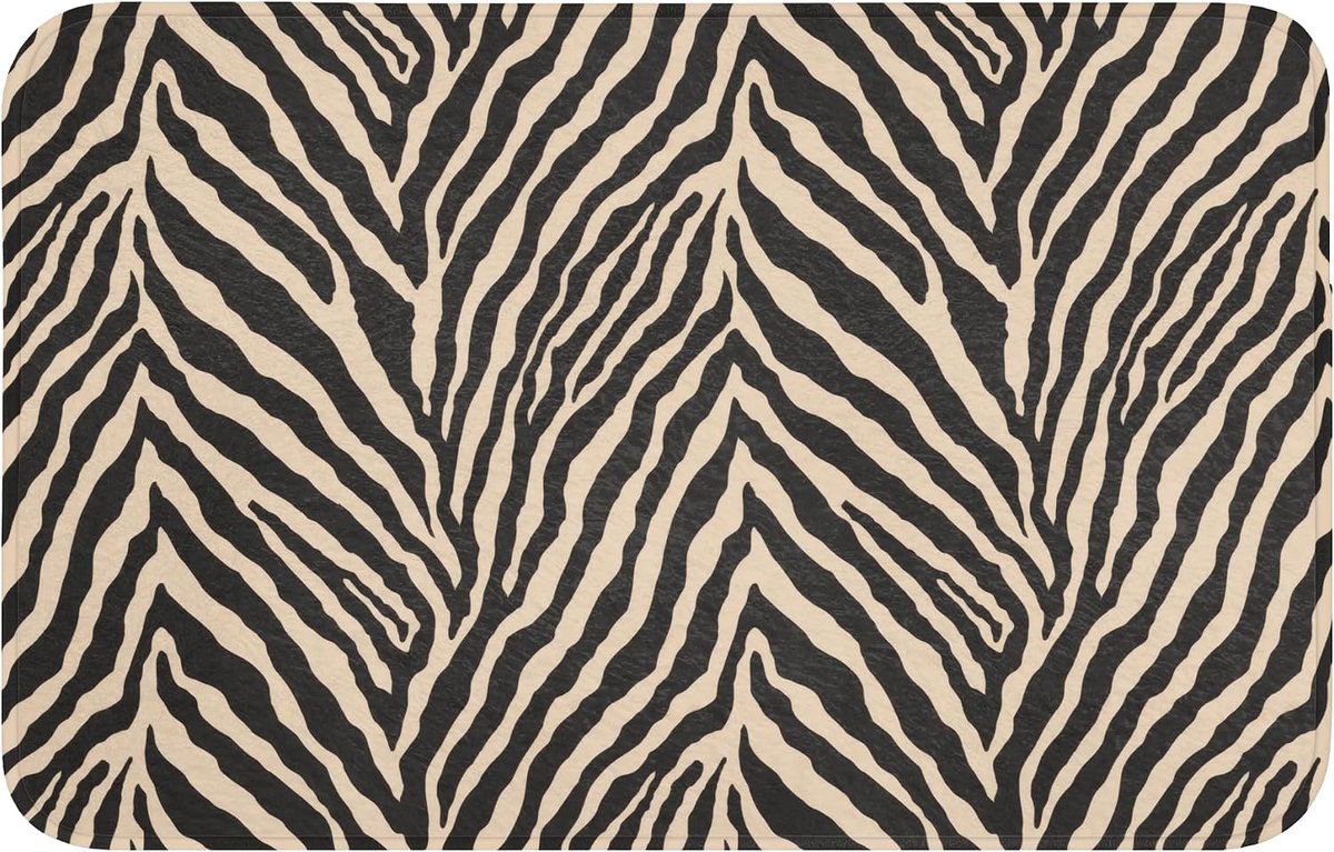 Badmat Rechthoekig 80x50 cm Badkamer Bath Mat Douchemat Antislip Wc Badkamermat Memory Foam Wasbaar Bathroom Toilet Mats Washable Zebra - Klassiek - Zwart