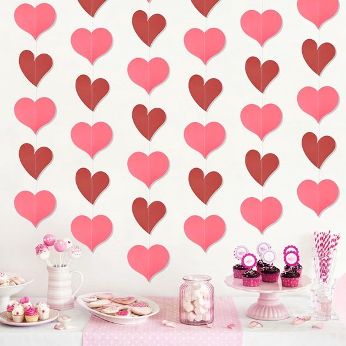 Dailygoody Valentijnsgarland - Roze Rood - 3 Stukken