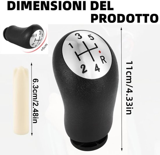 Versnellingspook 5-versnellingen - Schakelpook Pookknop - Auto Rijervaring Verbeteren - Ergonomisch Gebogen Ontwerp - 11 cm Hoog - Zwart — afbeelding 5