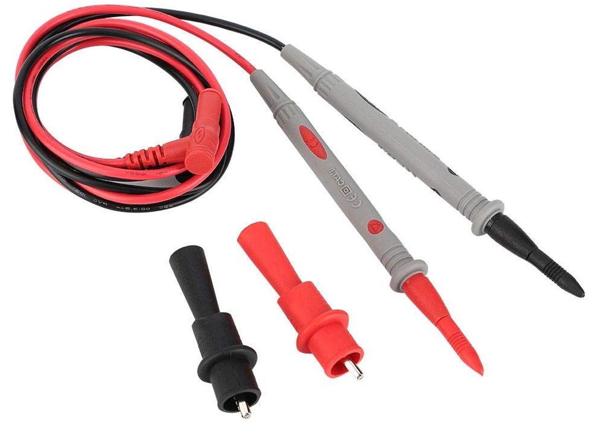 Meetkabel Set - Meetpennen Krokodillenklemmen - Elektrische Metingen - Naaldpuntdikte - 90 cm - Zwart