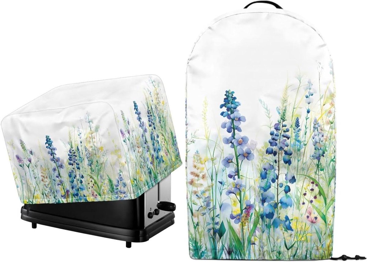 Keuken Apparaat Hoezen - Stofkappen Set - Keuken Organiseren - Set van Twee - Meerdere Maten - Blauw Groen Bloemen
