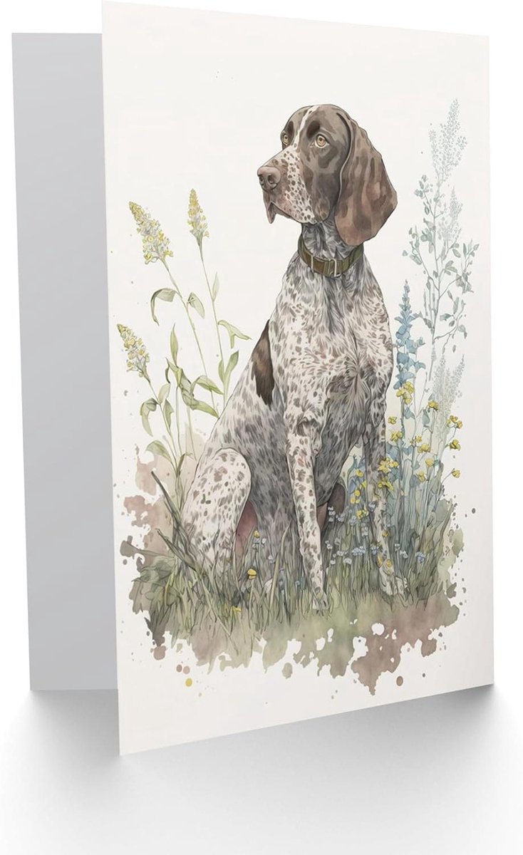 Wenskaart - Illustratie Kaart - Verjaardag Vieren - Gedetailleerde Pastel Illustratie - 17.5 x 12.5 cm - German Pointer 2
