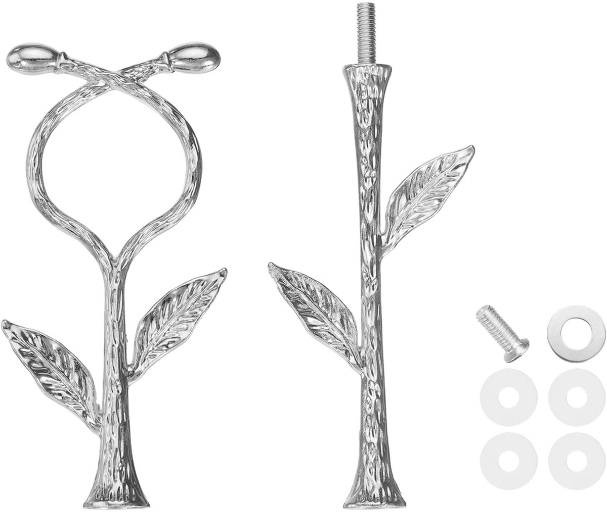 Taartdienblad, 2 etages, handgreep, metaal, taartstandaard, houder, cupcake, dessertbord, hardware, bevestiging, stang, handvat, voor bruiloft, feest, festival, zilver (wijn)