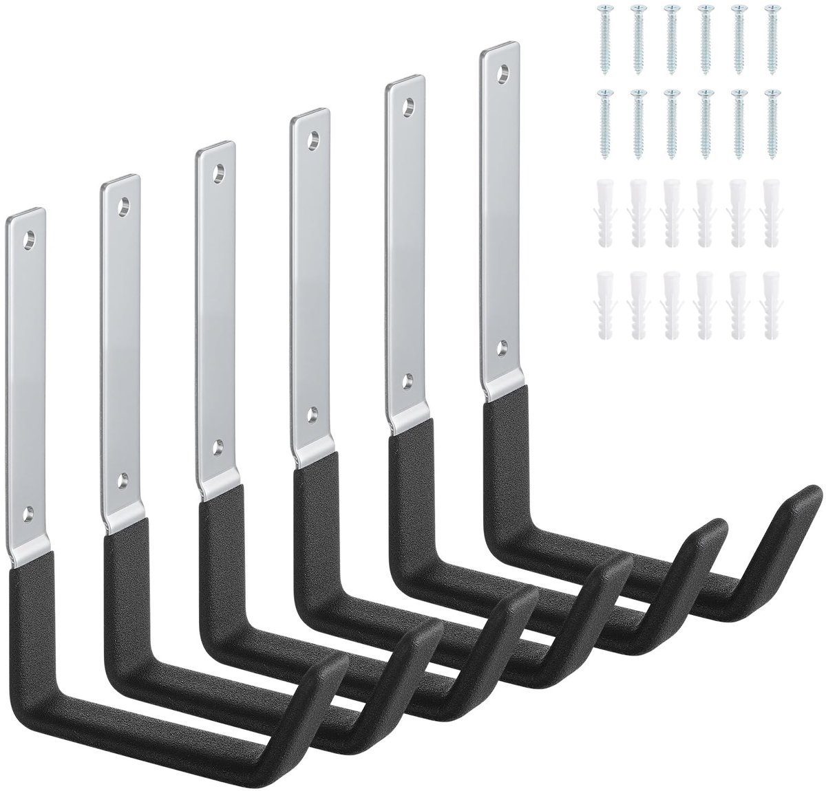 6 stuks J-wandhaken, robuuste garagewandhaken, robuuste J-wandgarage, robuuste haken voor opslag, garagehaken voor trappen, fietsen