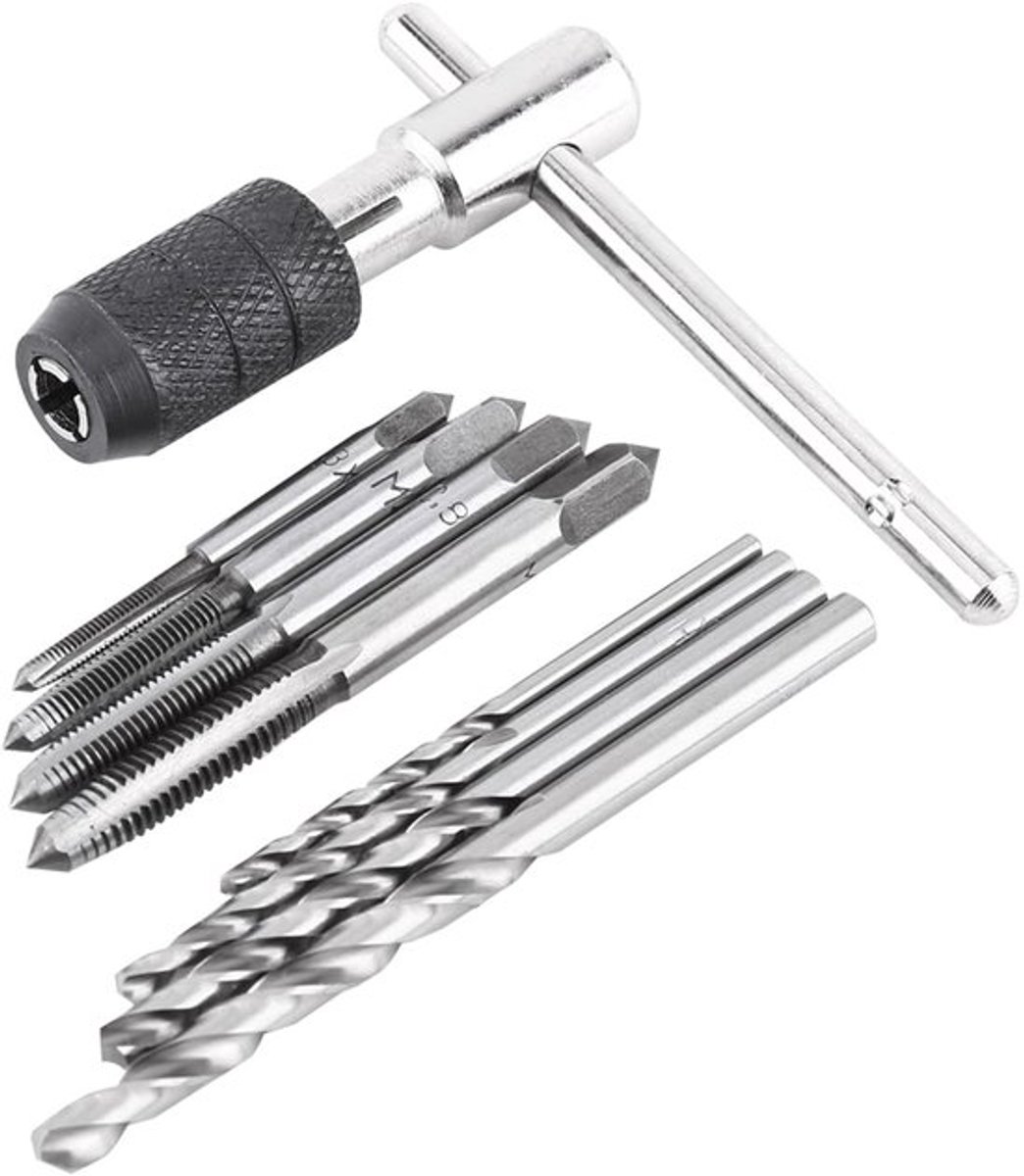 Dailygoods- Tapsleutelset 9-delig - T-handgreep - Ratel - Lagerstaal