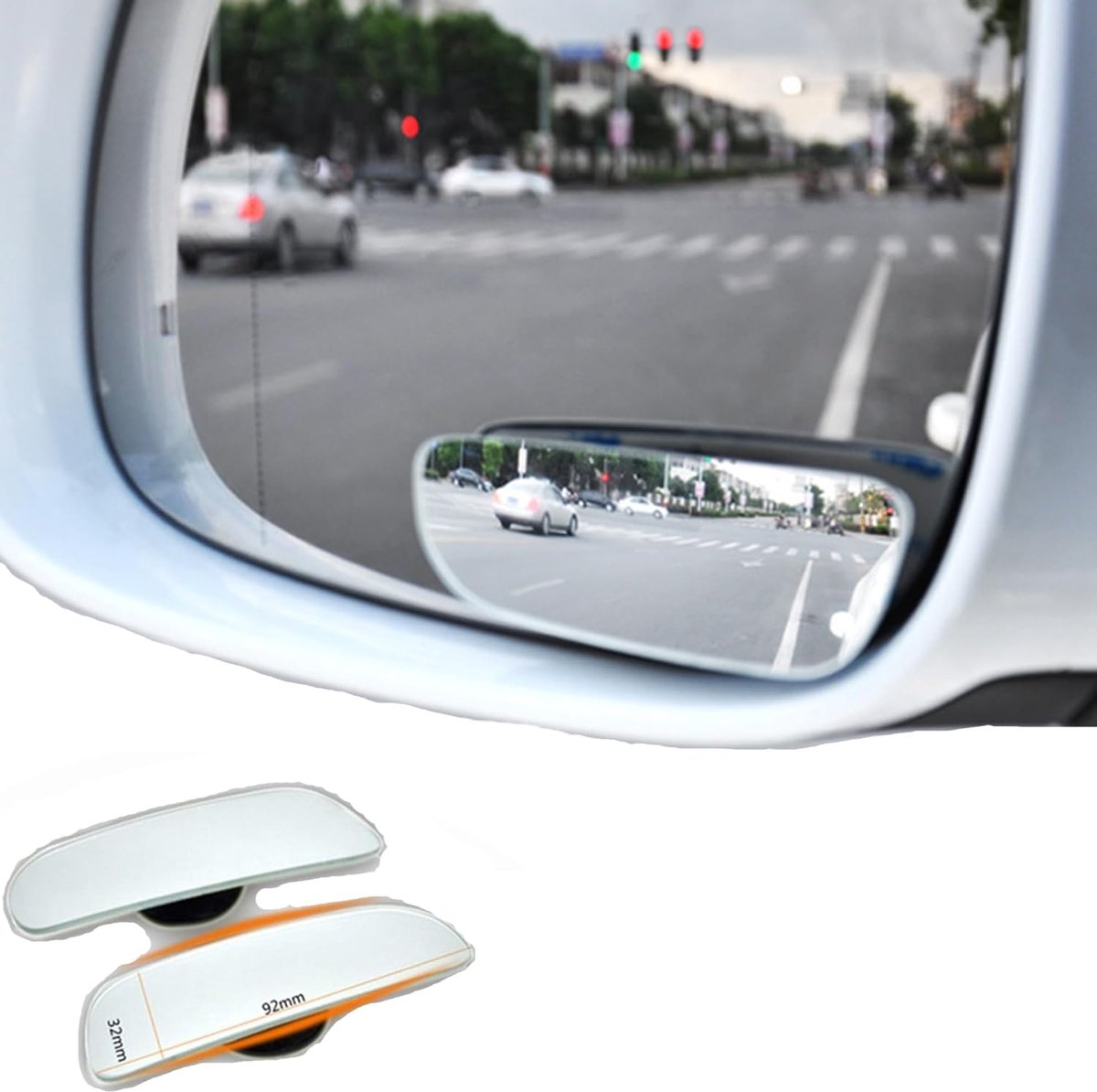 glas dodehoekspiegel auto, blinde spiegel zijspiegel 360° groothoek instelbaar, 2 stuks