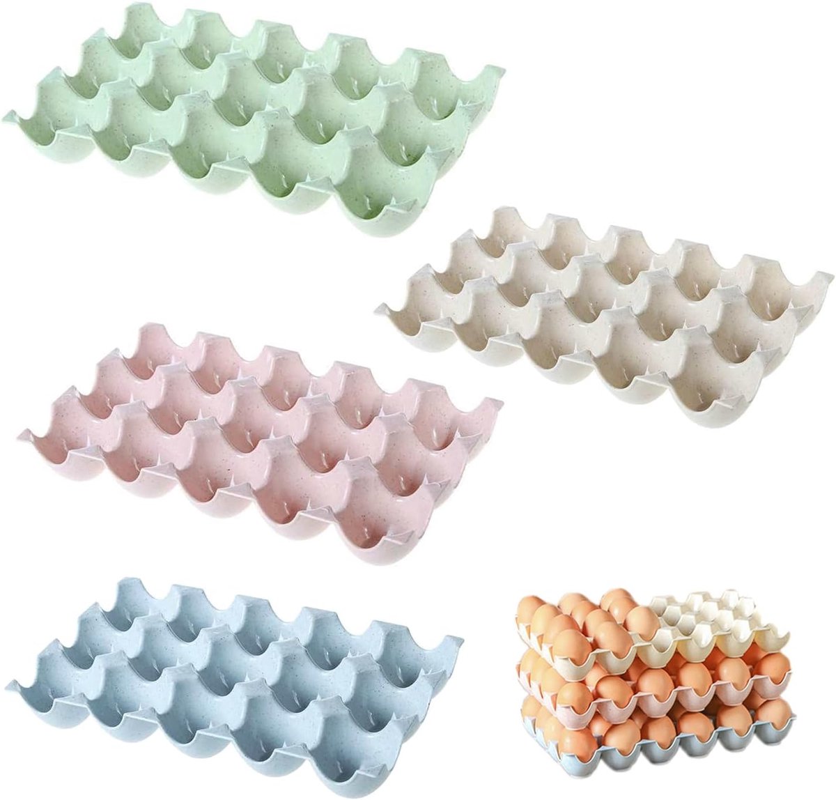 4 PCS Eierdoos Koelkast, Eierhouder Stapelbaar, Eieropslag,voor Keuken, Koelkast, Eieropslag