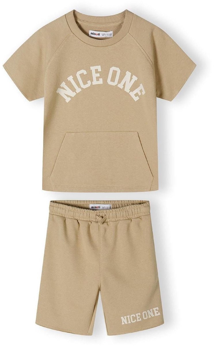 Minoti kleding set jongens fleece - katoen - beige